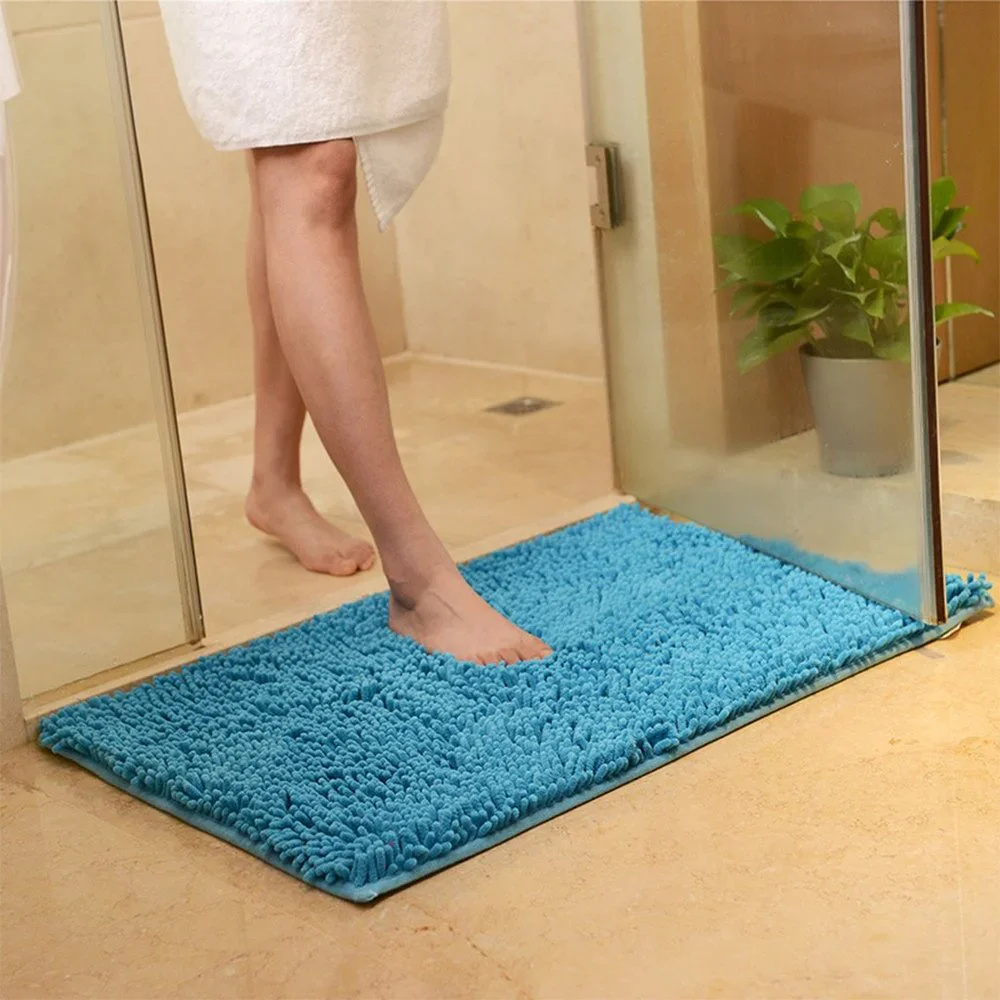 2PCS Microfiber Non Slip Bathroom Shower Rugs Carpet, Blue+Purple